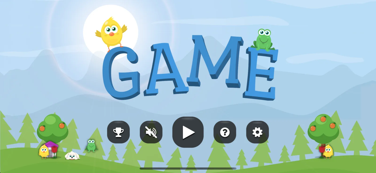 GAME's home screen on iPhone, with the last game's characters on the grass